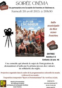 Soirée cinéma le 20 avril en partenariat avec Cinécran 81 et la mairie de Fontrieu